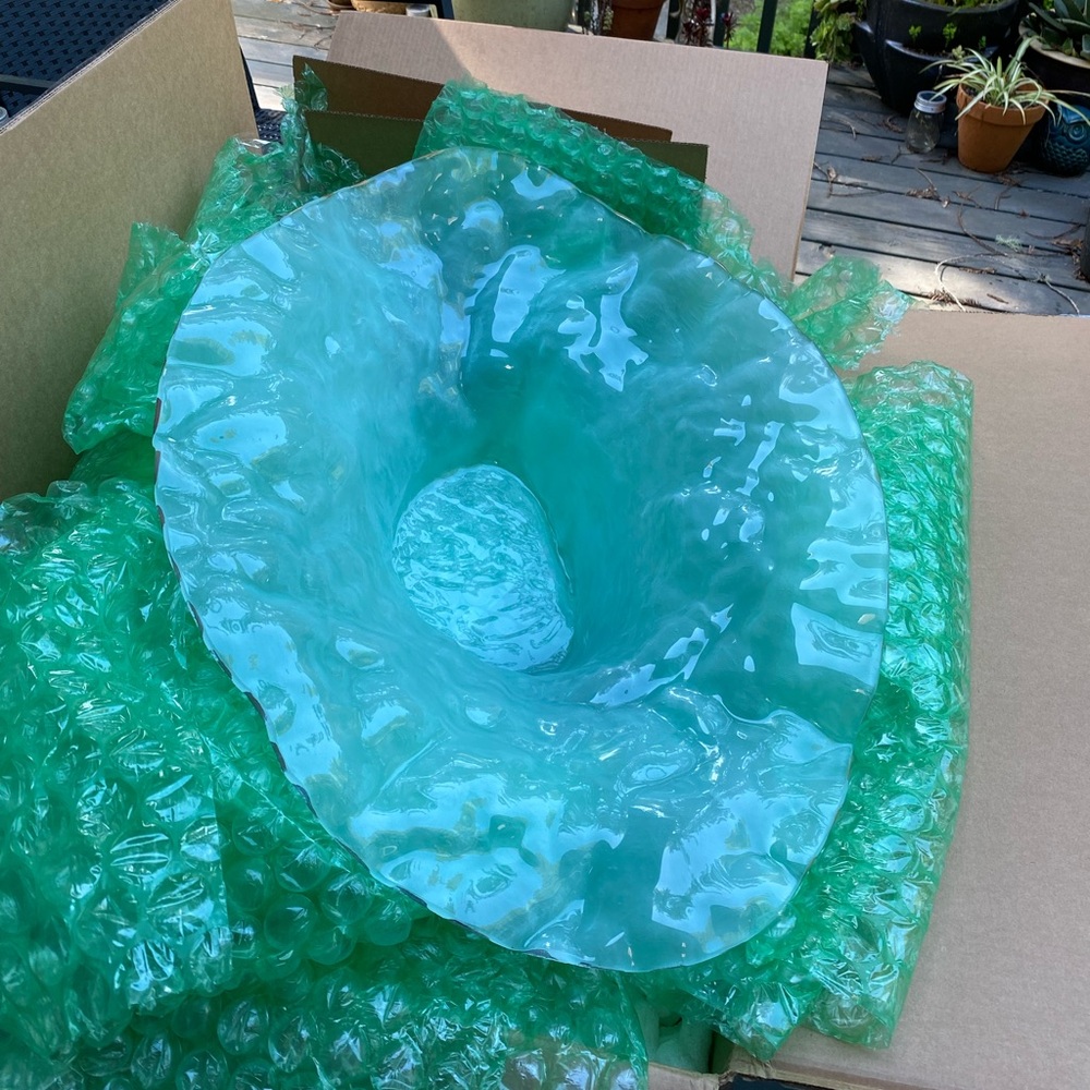 AnnieGlass Frosted Water Sculpture Bowl Limited Edition